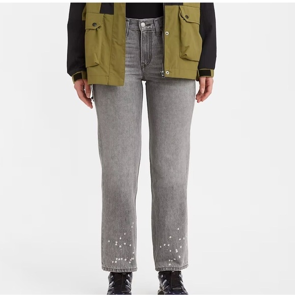 Levis Low Pro Straight Leg Grey Jeans Bleached Distressed NWT NEW​​ - Picture 2 of 13